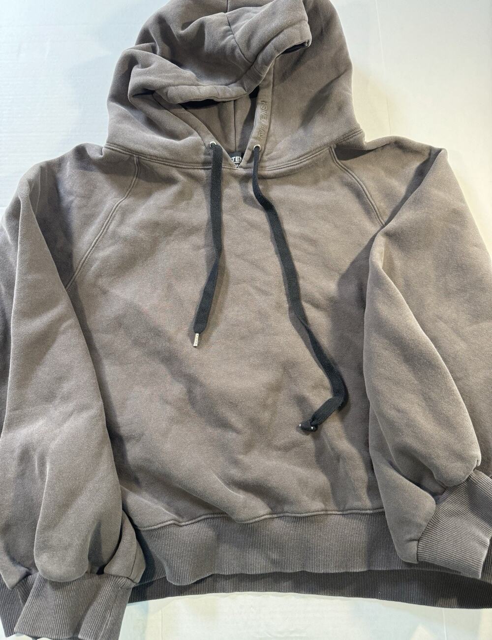KITTENISH XL Solid Gray Fleece Pullover Hoodie w/ Drawstring Hood